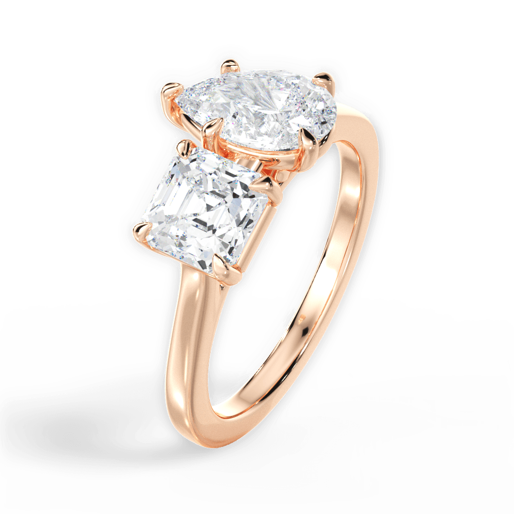 Leticia Pear Cut Lab Grown Diamond 18Kt Rose Gold Engagement Ring - View 2