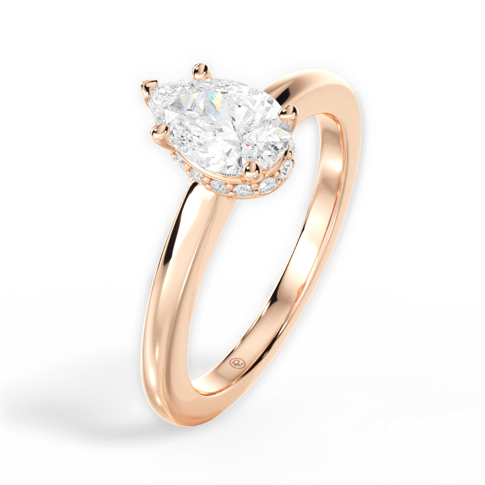 Brianna Pear Cut Lab Grown Diamond 18Kt Rose Gold Engagement Ring - View 4