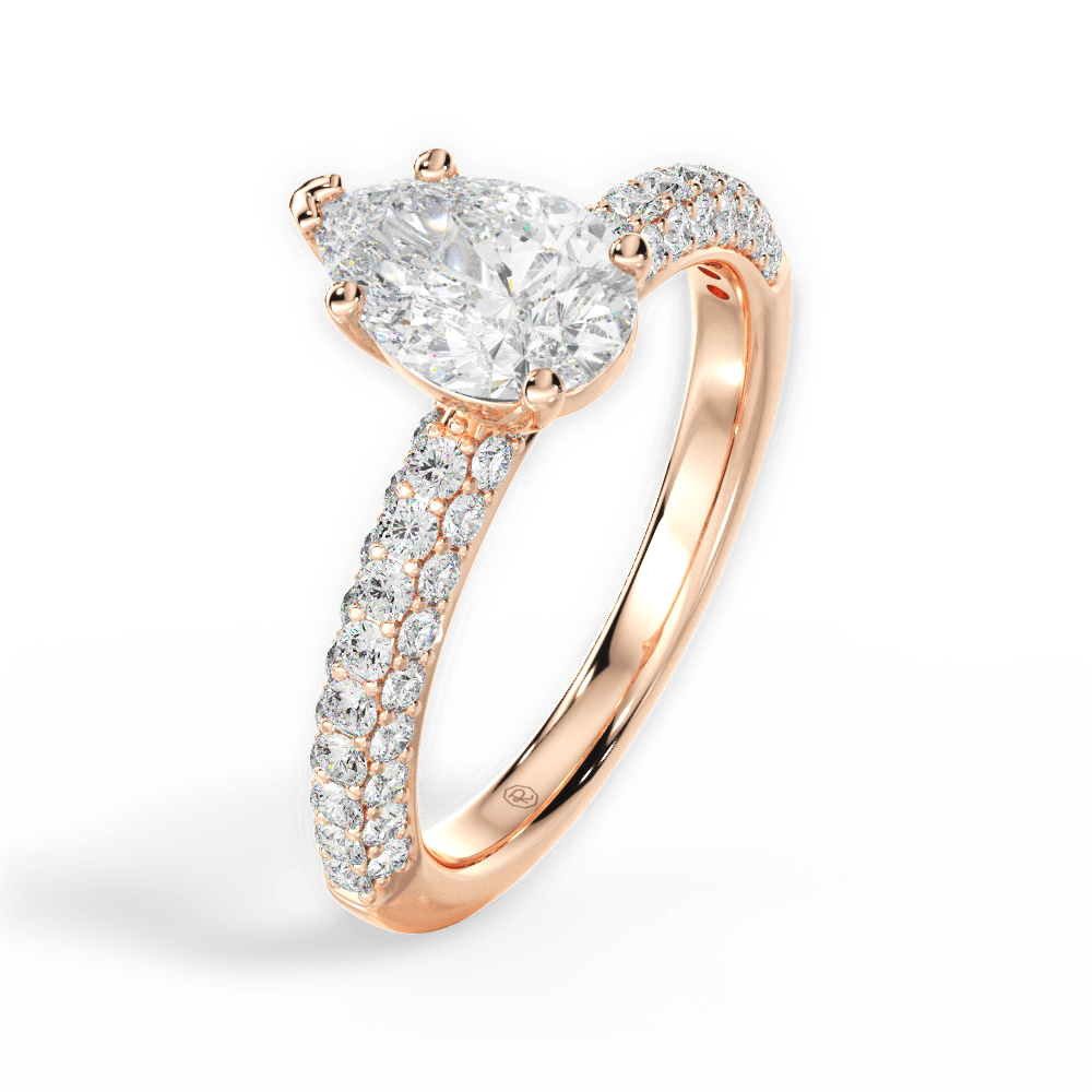 Kylie Pear Cut Lab Grown Diamond 18Kt Rose Gold Engagement Ring - View 3