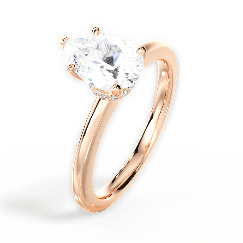 Cara Pear Cut Lab Grown Diamond 18Kt Rose Gold Engagement Ring - View 2