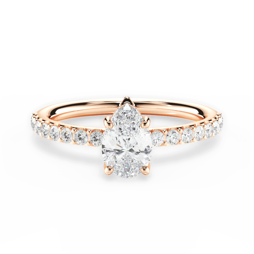 Elsie Pear Cut Lab Grown Diamond 18Kt Rose Gold Engagement Ring