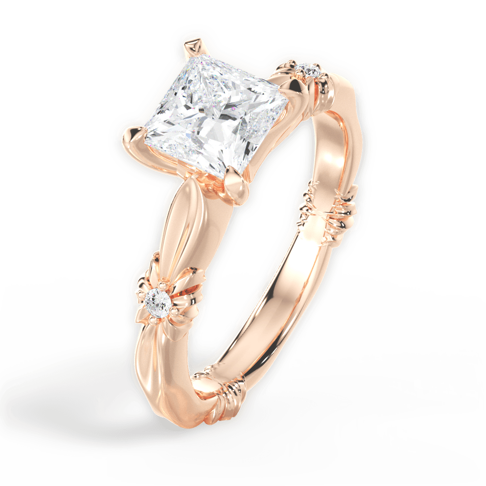 Claire Princess Cut Lab Grown Diamond 18Kt Rose Gold Engagement Ring - View 4