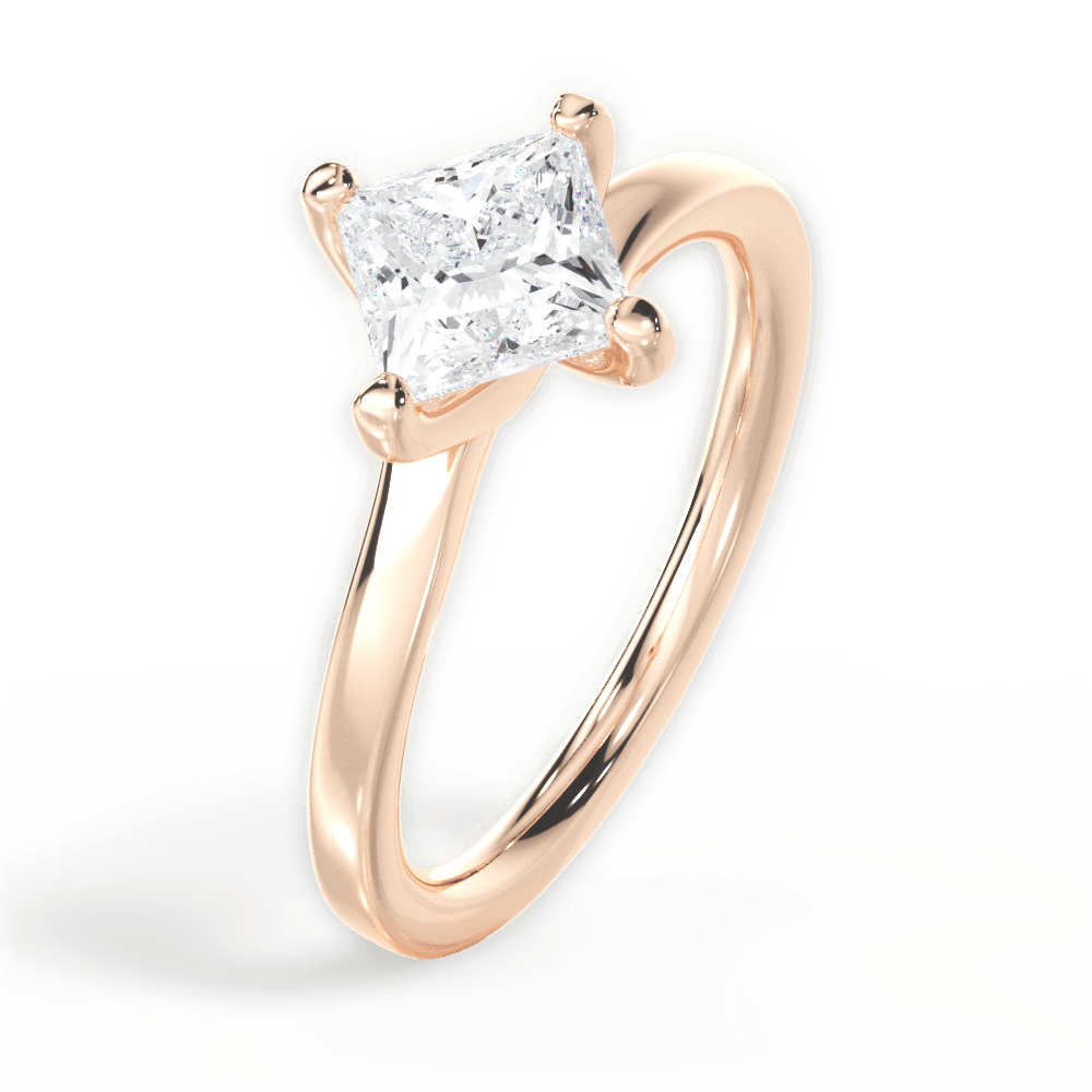 Ashley Princess Cut Lab Grown Diamond 18Kt Rose Gold Engagement Ring - View 3