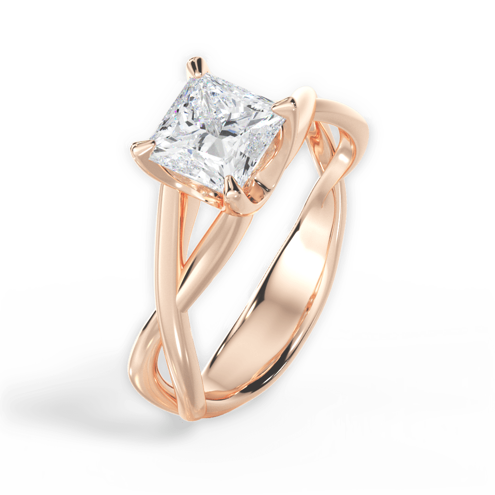 Aubrey Princess Cut Lab Grown Diamond 18Kt Rose Gold Engagement Ring - View 3