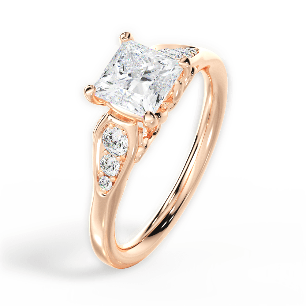 Cecilia Princess Cut Lab Grown Diamond 18Kt Rose Gold Engagement Ring - View 4