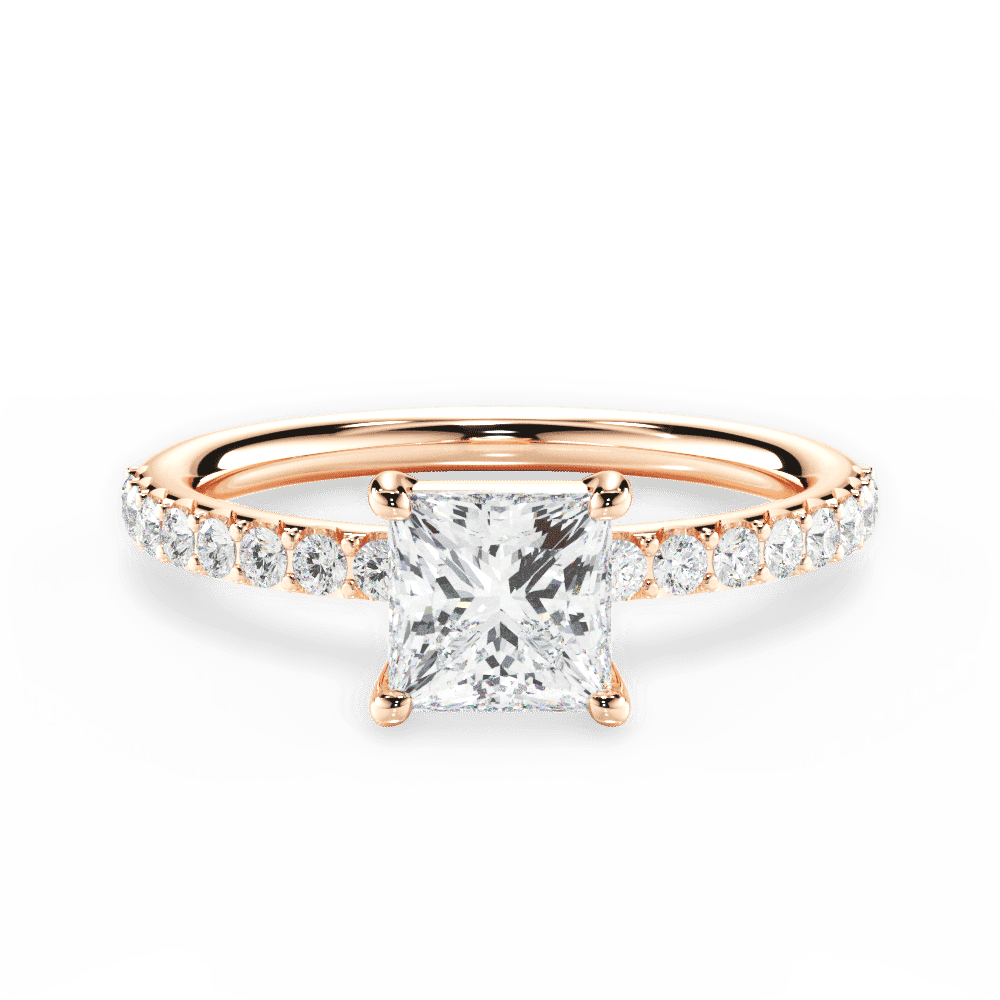 Elsie Princess Cut Lab Grown Diamond 18Kt Rose Gold Engagement Ring