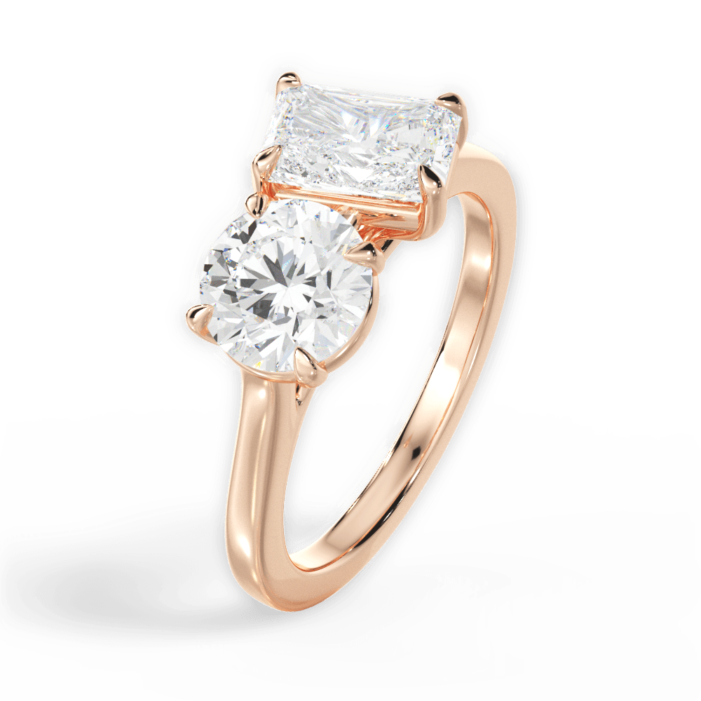 Lana Radiant Cut Lab Grown Diamond 18Kt Rose Gold Engagement Ring - View 2