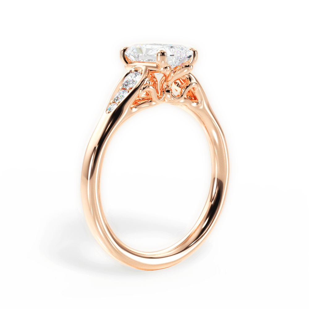 Cecilia Radiant Cut Lab Grown Diamond 18Kt Rose Gold Engagement Ring - View 2