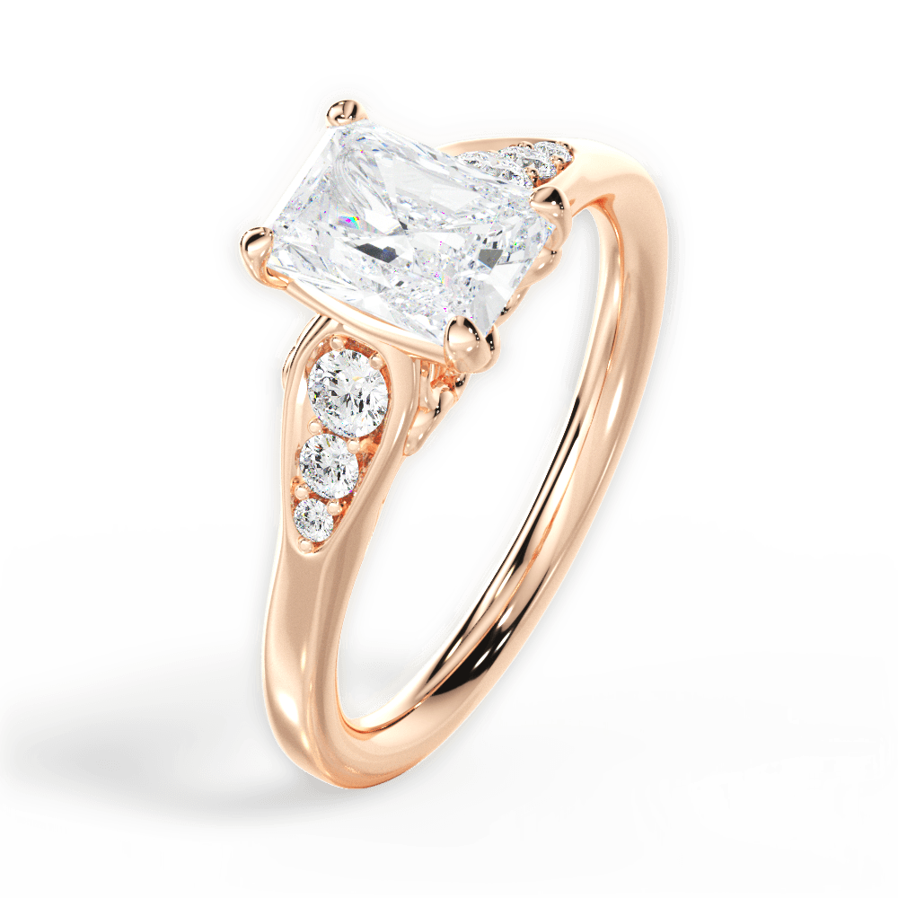 Cecilia Radiant Cut Lab Grown Diamond 18Kt Rose Gold Engagement Ring - View 3