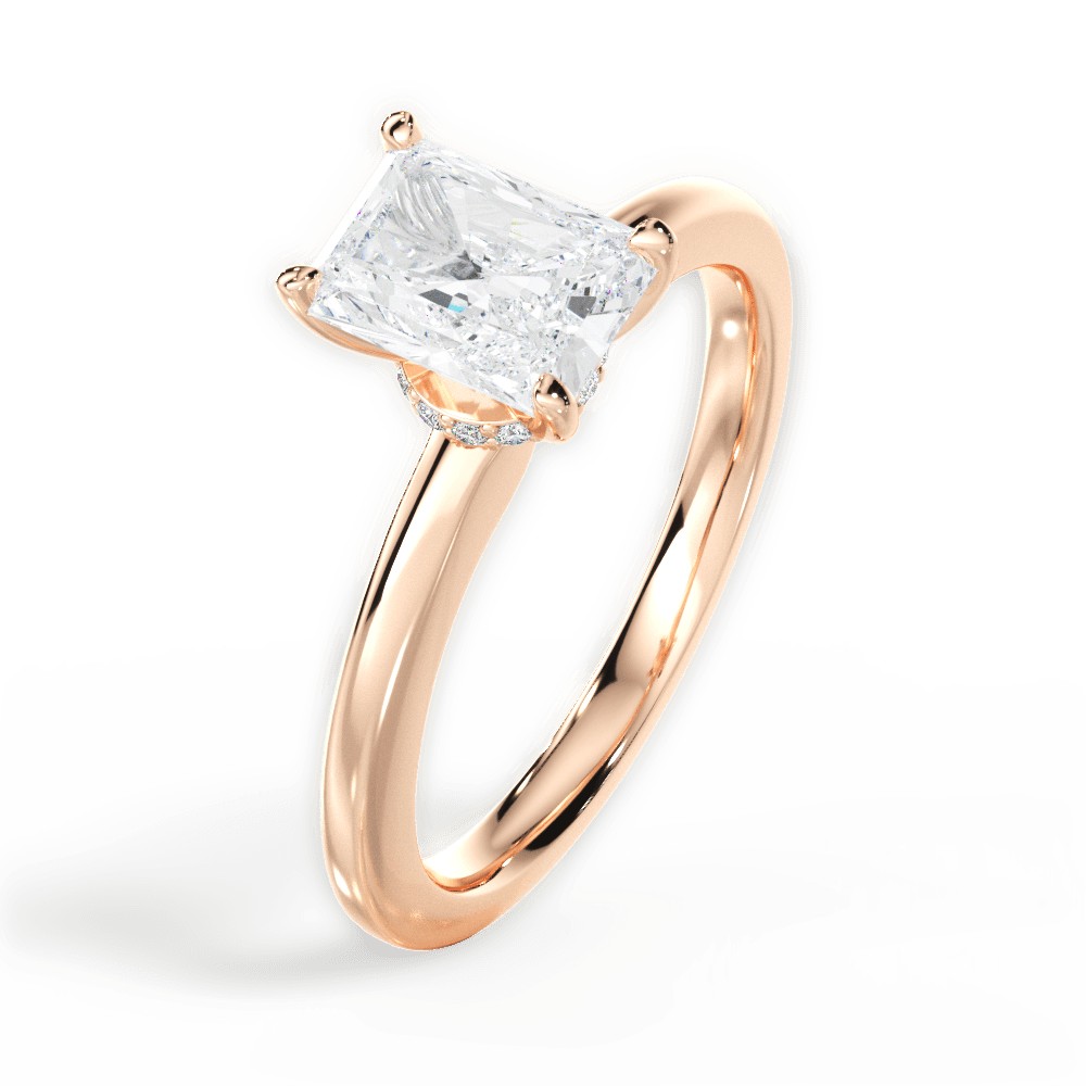 Cara Radiant Cut Lab Grown Diamond 18Kt Rose Gold Engagement Ring - View 4