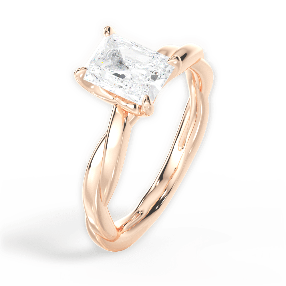 Bianca Radiant Cut Lab Grown Diamond 18Kt Rose Gold Engagement Ring - View 3
