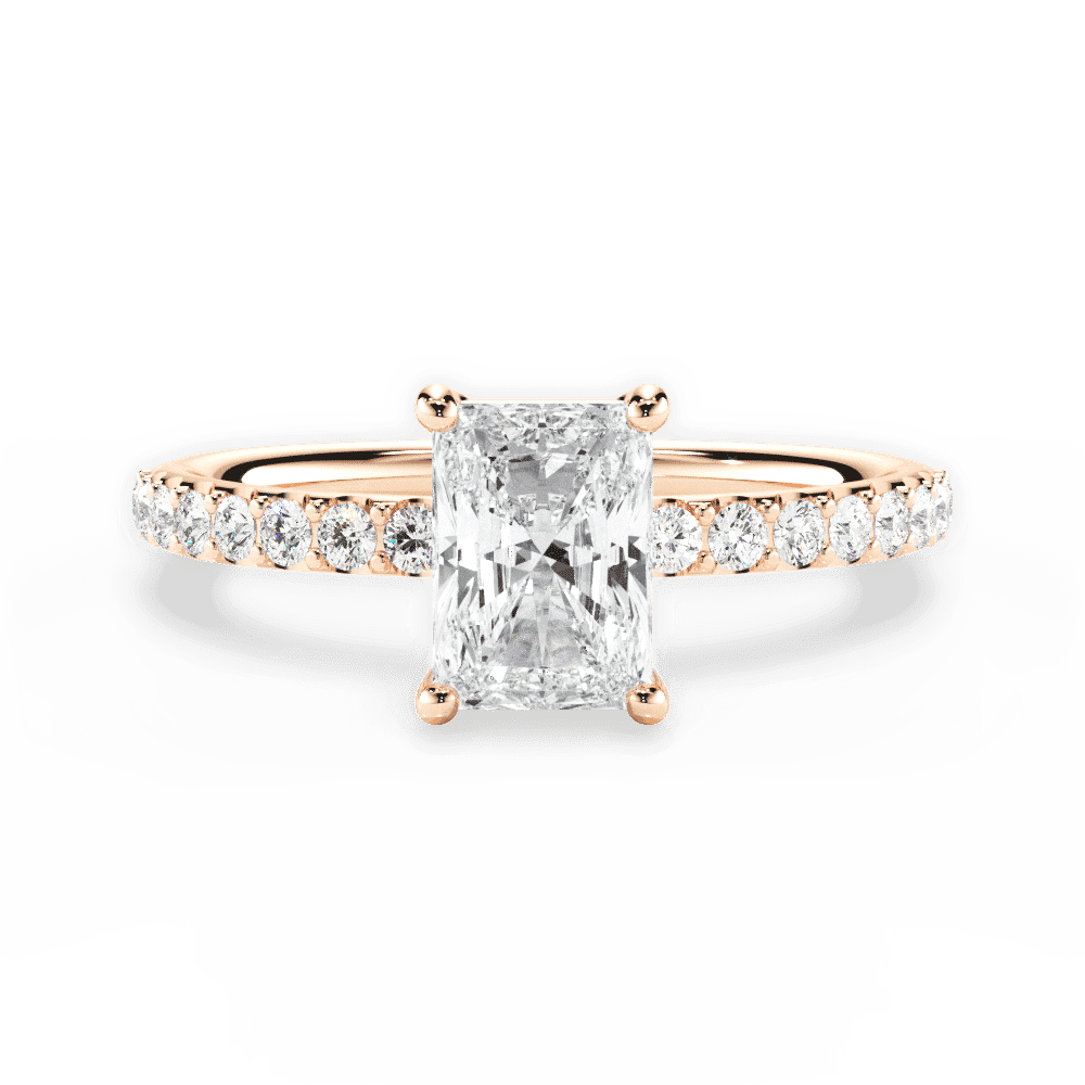 Elsie Radiant Cut Lab Grown Diamond 18Kt Rose Gold Engagement Ring
