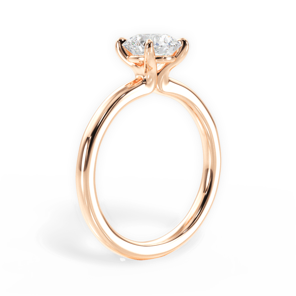 Angela Round Cut Lab Grown Diamond 18Kt Rose Gold Engagement Ring - View 3