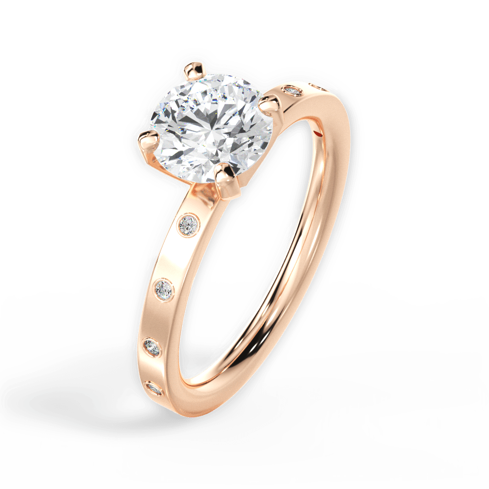 Carla Round Cut Lab Grown Diamond 18Kt Rose Gold Engagement Ring - View 2