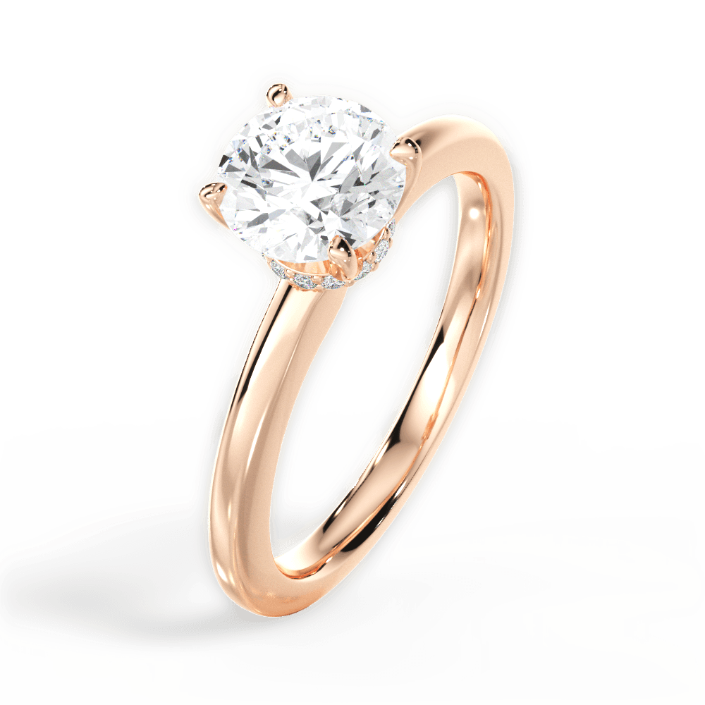 Cara Round Cut Lab Grown Diamond 18Kt Rose Gold Engagement Ring - View 3