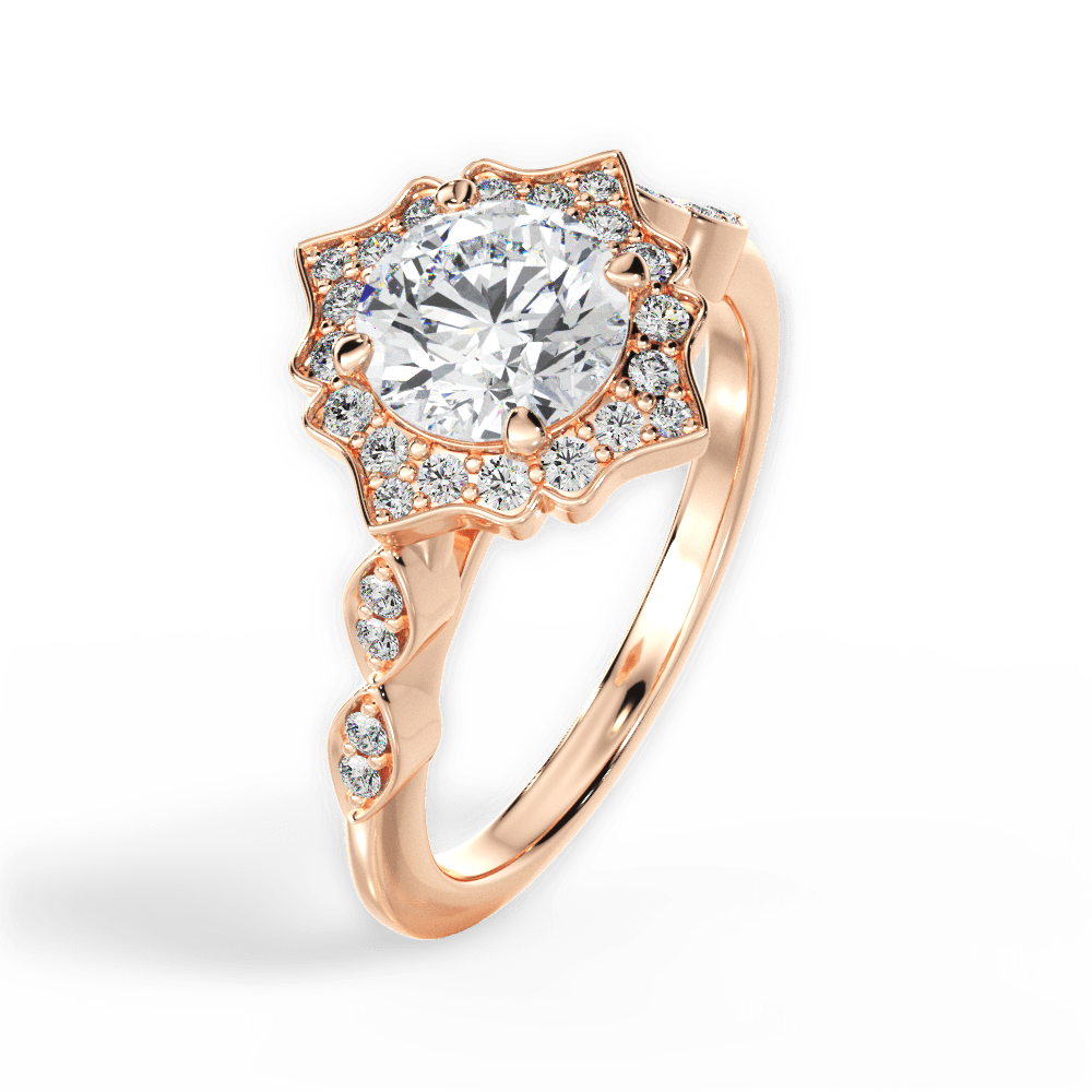 Julie Round Cut Lab Grown Diamond 18Kt Rose Gold Engagement Ring - View 3