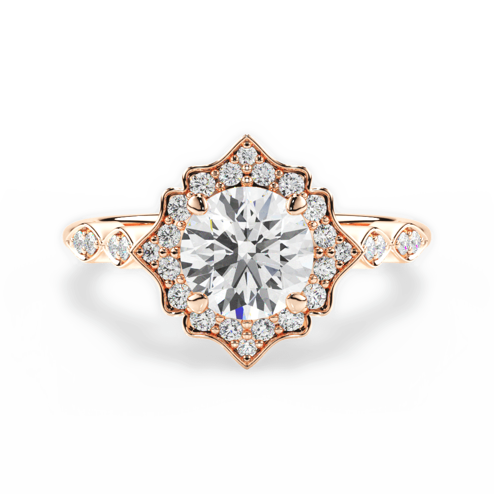 Julie Round Cut Lab Grown Diamond 18Kt Rose Gold Engagement Ring