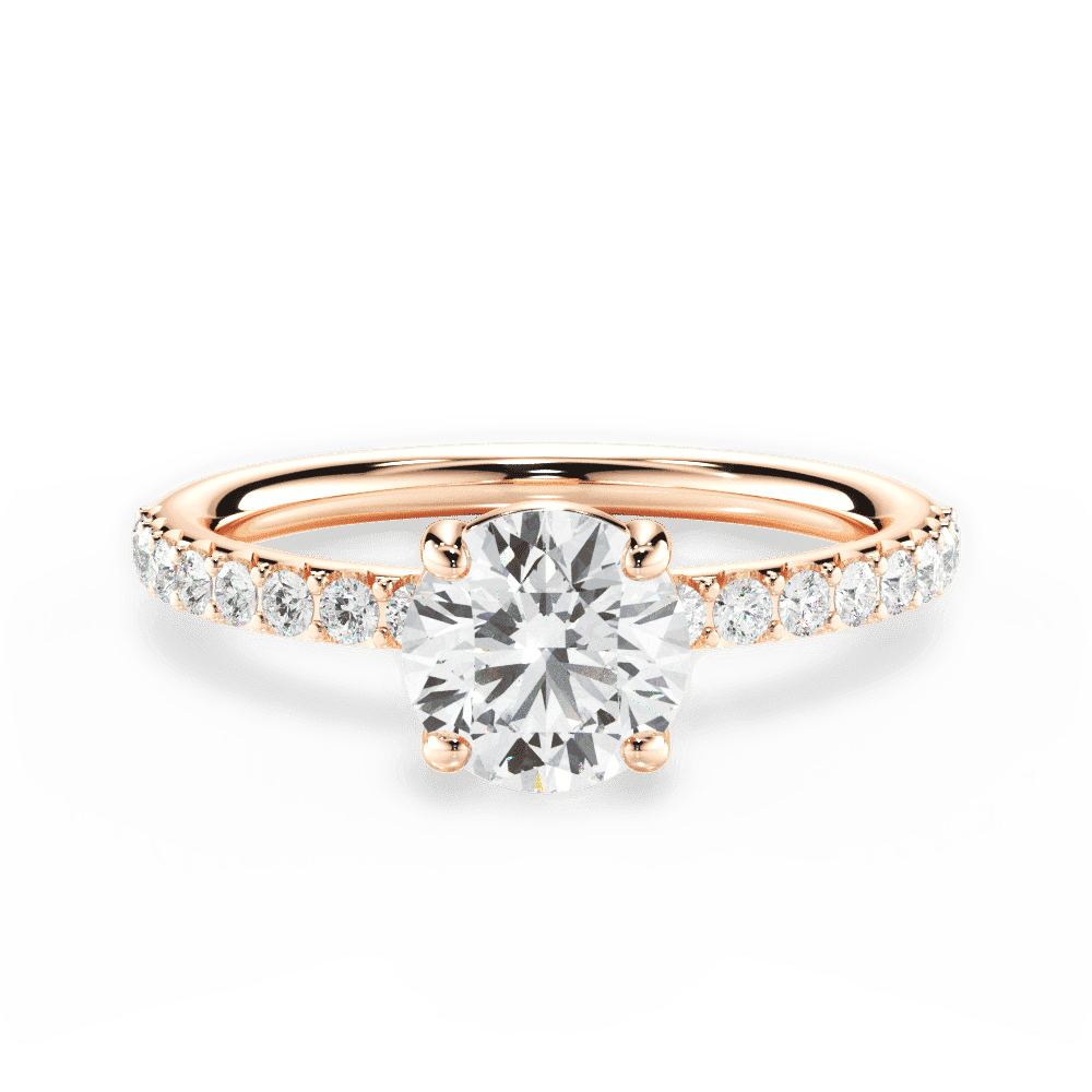 Elsie Round Cut Lab Grown Diamond 18Kt Rose Gold Engagement Ring