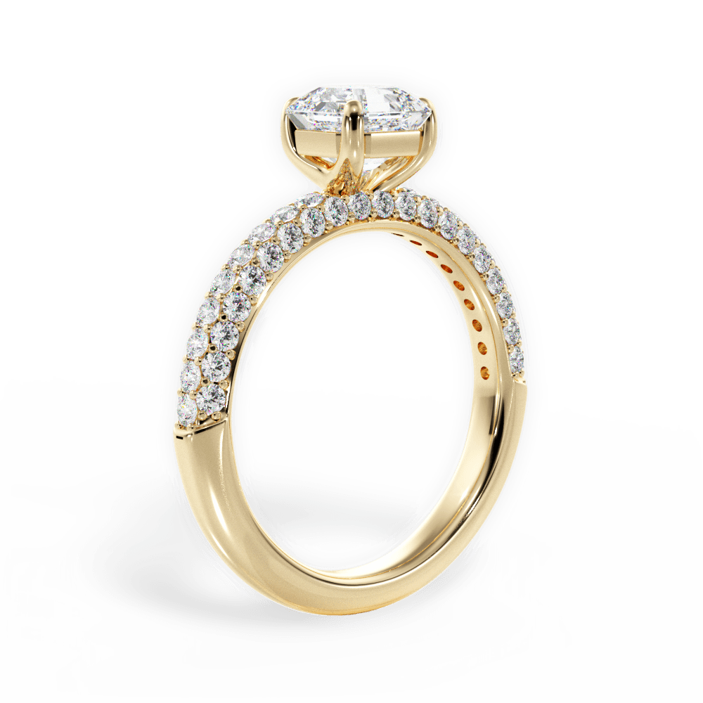 Kylie Asscher Cut Lab Grown Diamond 18Kt Yellow Gold Engagement Ring - View 2