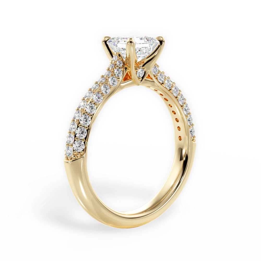 Kira Asscher Cut Lab Grown Diamond 18Kt Yellow Gold Engagement Ring - View 4