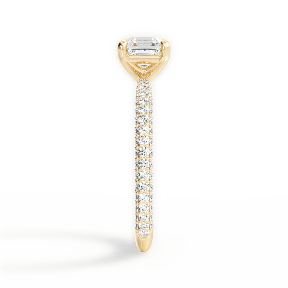 Kristen Asscher Cut Lab Grown Diamond 18Kt Yellow Gold Engagement Ring - View 3