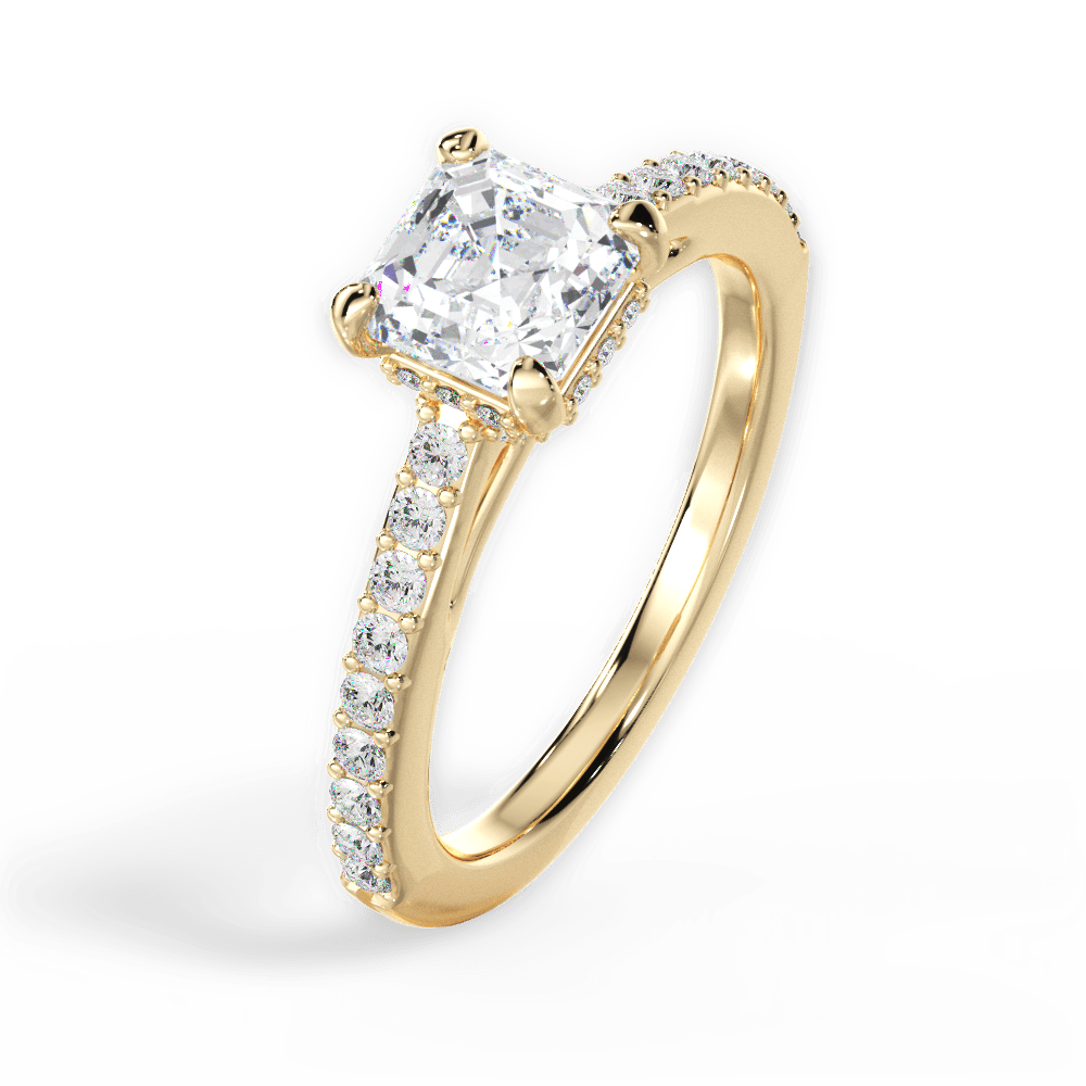 Joan Asscher Cut Lab Grown Diamond 18Kt Yellow Gold Engagement Ring - View 4