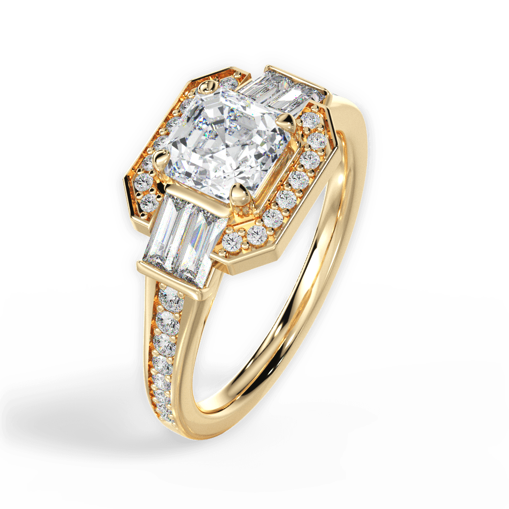Katherine Asscher Cut Lab Grown Diamond 18Kt Yellow Gold Engagement Ring - View 4