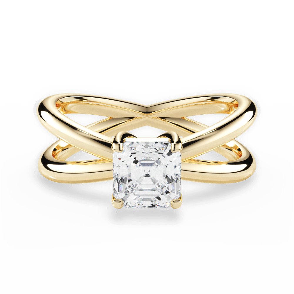 Ada Asscher Cut Lab Grown Diamond 18Kt Yellow Gold Engagement Ring