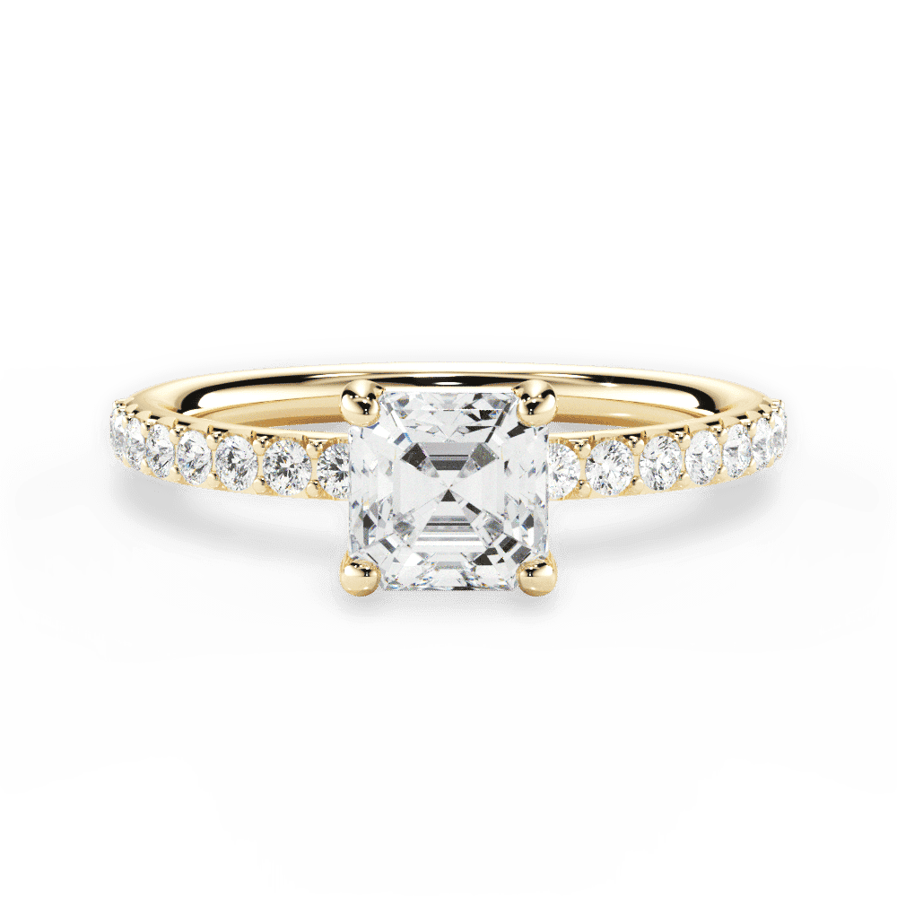 Elsie Asscher Cut Lab Grown Diamond 18Kt Yellow Gold Engagement Ring