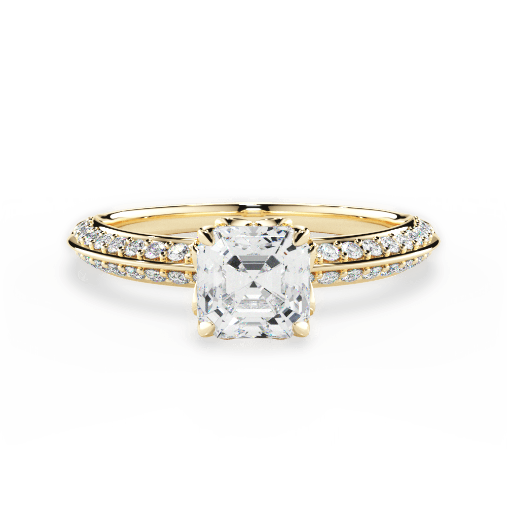 Gail Asscher Cut Lab Grown Diamond 18Kt Yellow Gold Engagement Ring
