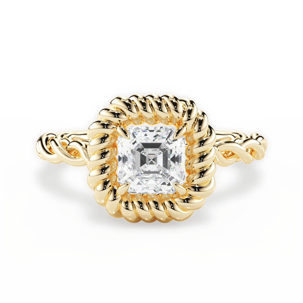 Belinda Asscher Cut Lab Grown Diamond 18Kt Yellow Gold Engagement Ring