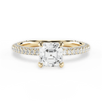 Kristen Asscher Cut Lab Grown Diamond 18Kt Yellow Gold Engagement Ring
