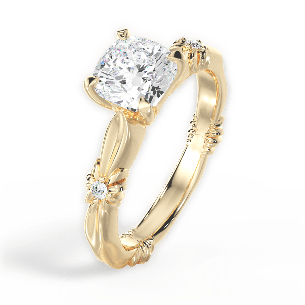 Claire Cushion Cut Lab Grown Diamond 18Kt Yellow Gold Engagement Ring - View 4