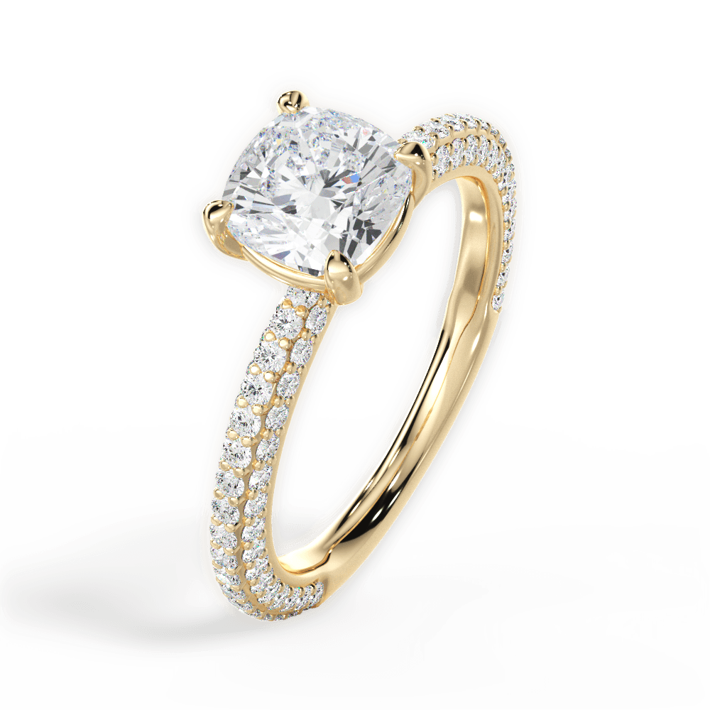 Kristen Cushion Cut Lab Grown Diamond 18Kt Yellow Gold Engagement Ring - View 2