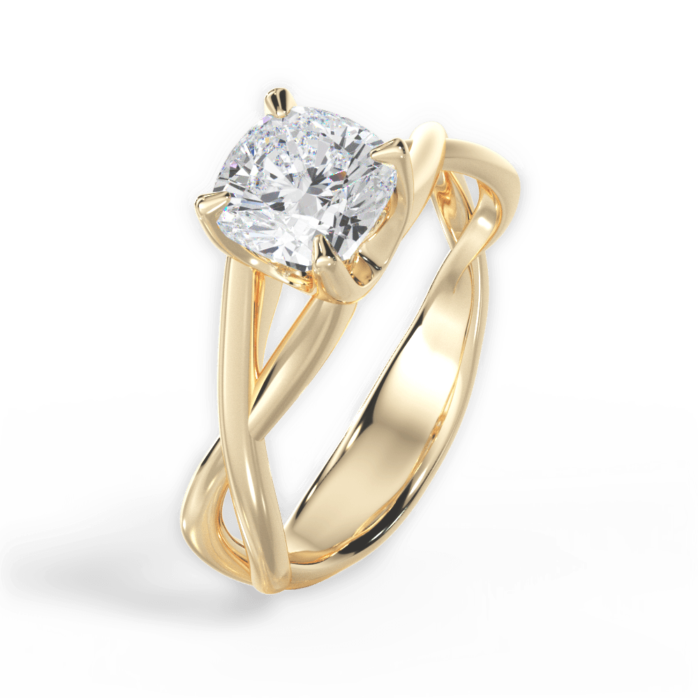 Aubrey Cushion Cut Lab Grown Diamond 18Kt Yellow Gold Engagement Ring - View 3