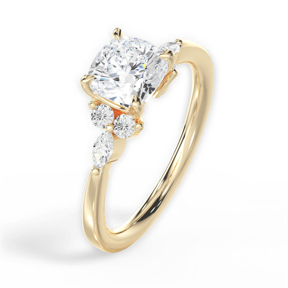 Cynthia Cushion Cut Lab Grown Diamond 18Kt Yellow Gold Engagement Ring - View 3