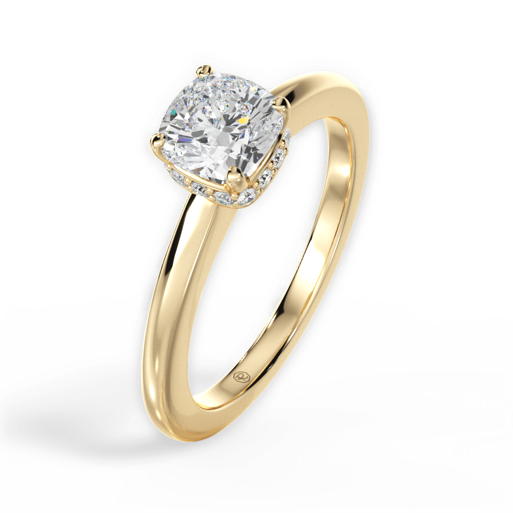 Brianna Cushion Cut Lab Grown Diamond 18Kt Yellow Gold Engagement Ring - View 2