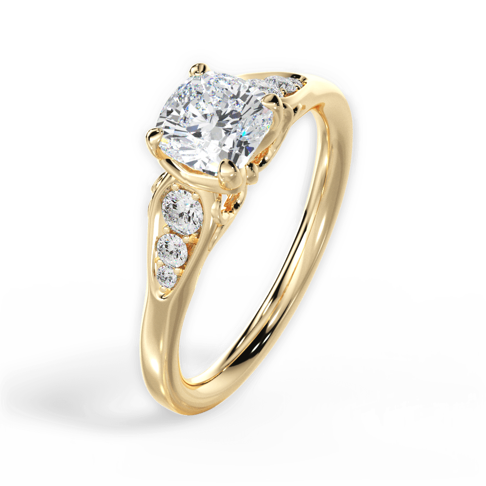 Cecilia Cushion Cut Lab Grown Diamond 18Kt Yellow Gold Engagement Ring - View 4