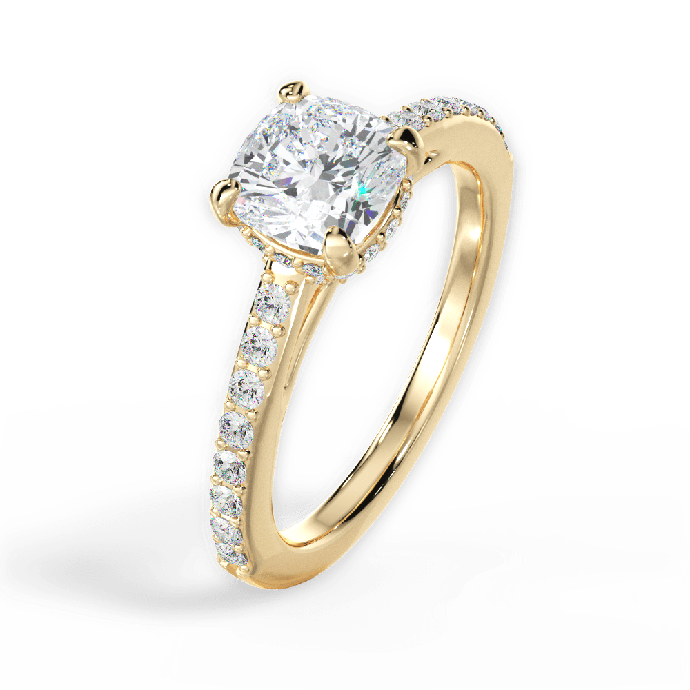 Joan Cushion Cut Lab Grown Diamond 18Kt Yellow Gold Engagement Ring - View 4