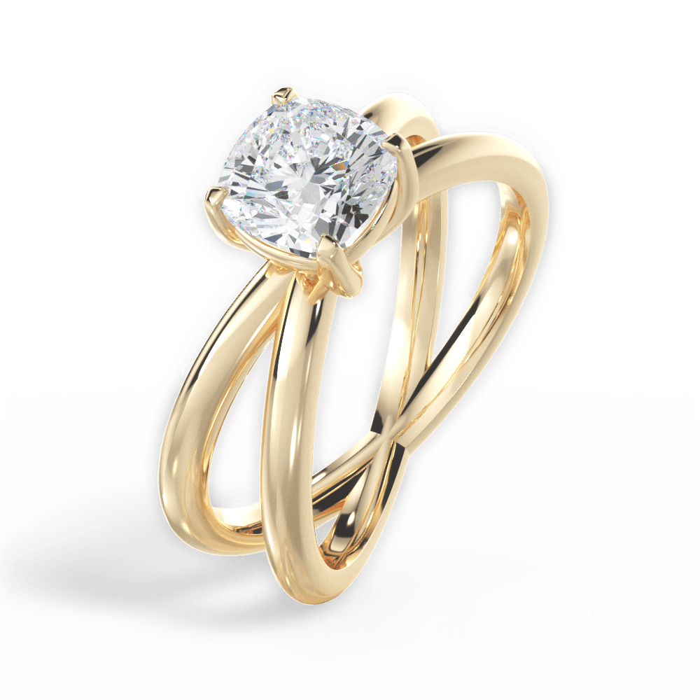Ada Cushion Cut Lab Grown Diamond 18Kt Yellow Gold Engagement Ring - View 2