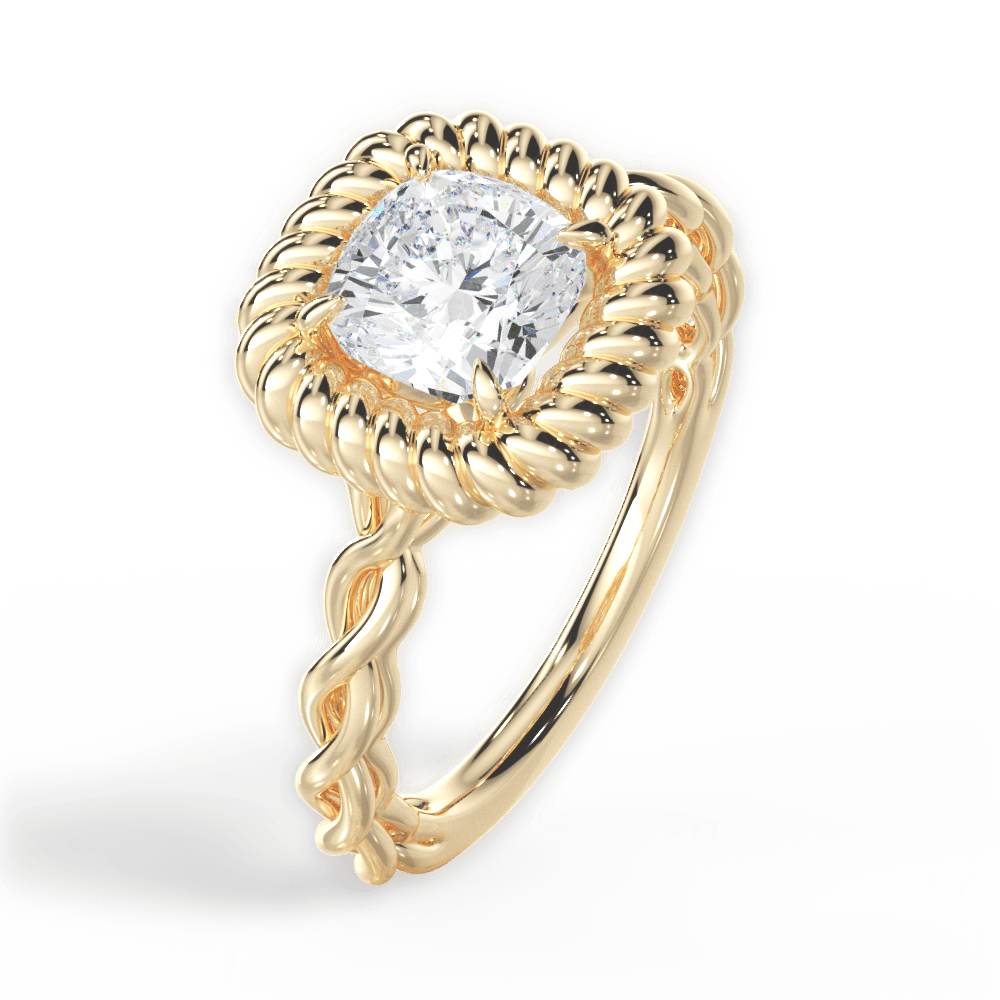 Belinda Cushion Cut Lab Grown Diamond 18Kt Yellow Gold Engagement Ring - View 2