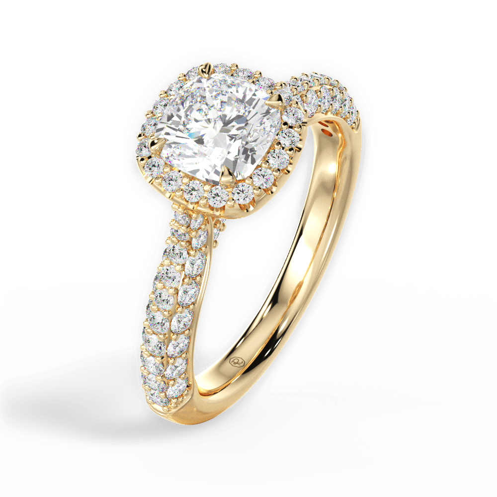 Lucy Cushion Cut Lab Grown Diamond 18Kt Yellow Gold Engagement Ring - View 4