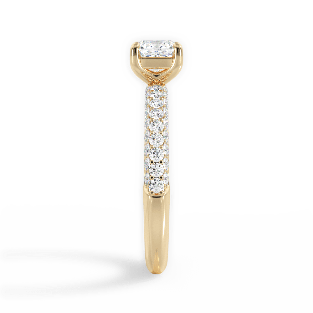 Kylie Cushion Cut Lab Grown Diamond 18Kt Yellow Gold Engagement Ring - View 2