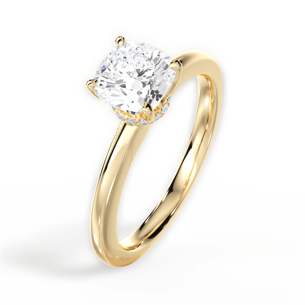 Cara Cushion Cut Lab Grown Diamond 18Kt Yellow Gold Engagement Ring - View 2