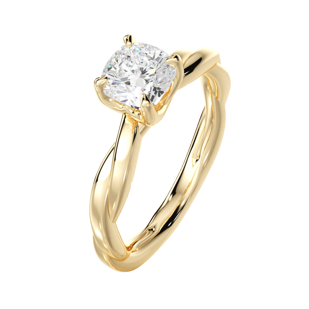 Bianca Cushion Cut Lab Grown Diamond 18Kt Yellow Gold Engagement Ring - View 3