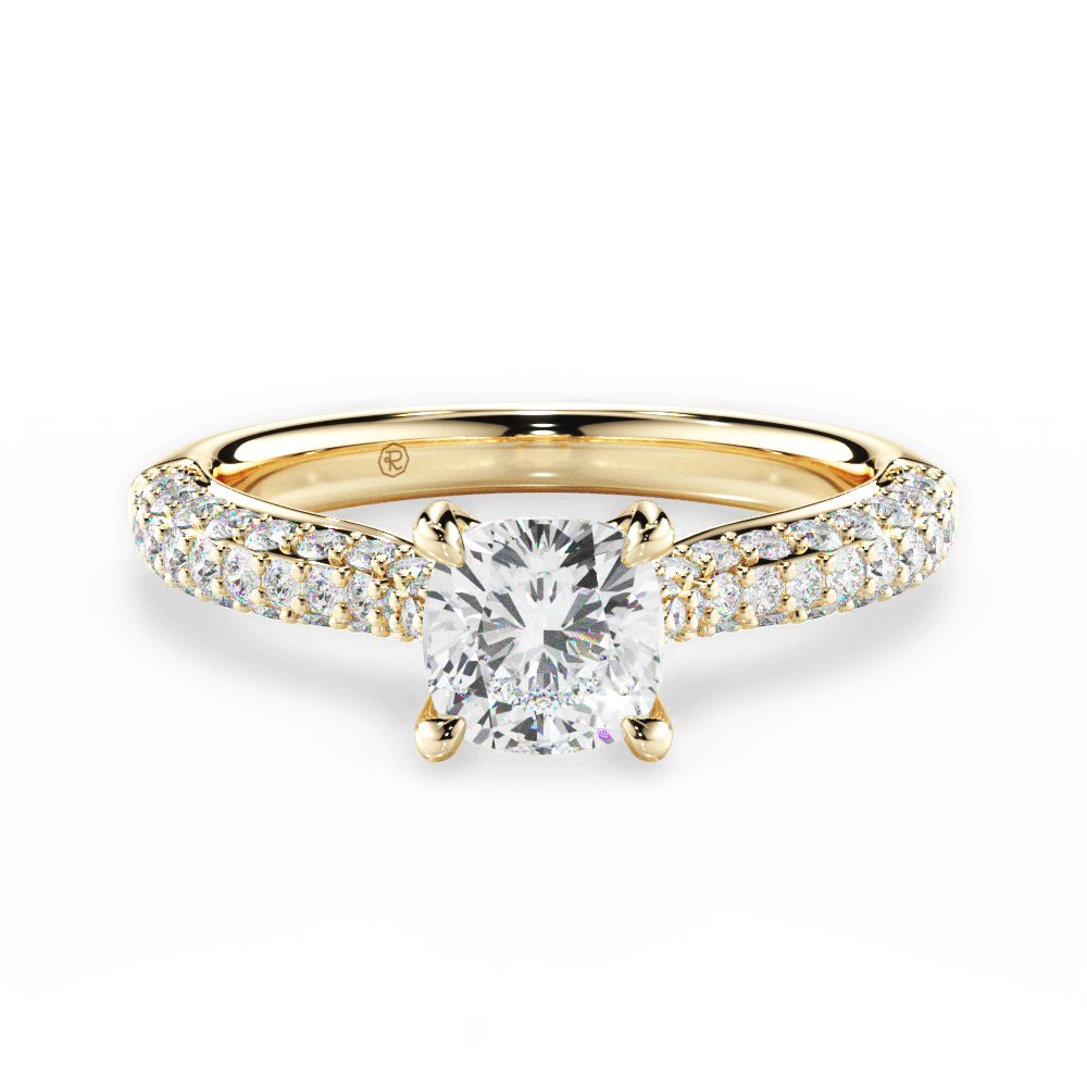Kira Cushion Cut Lab Grown Diamond 18Kt Yellow Gold Engagement Ring