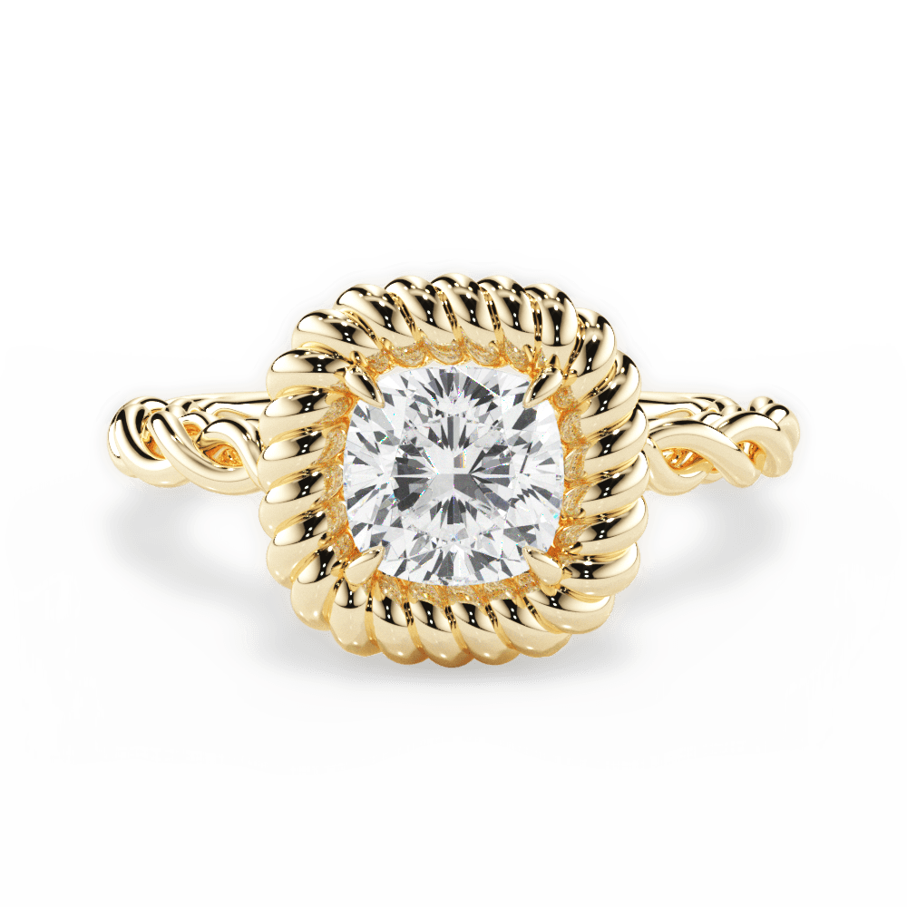 Belinda Cushion Cut Lab Grown Diamond 18Kt Yellow Gold Engagement Ring