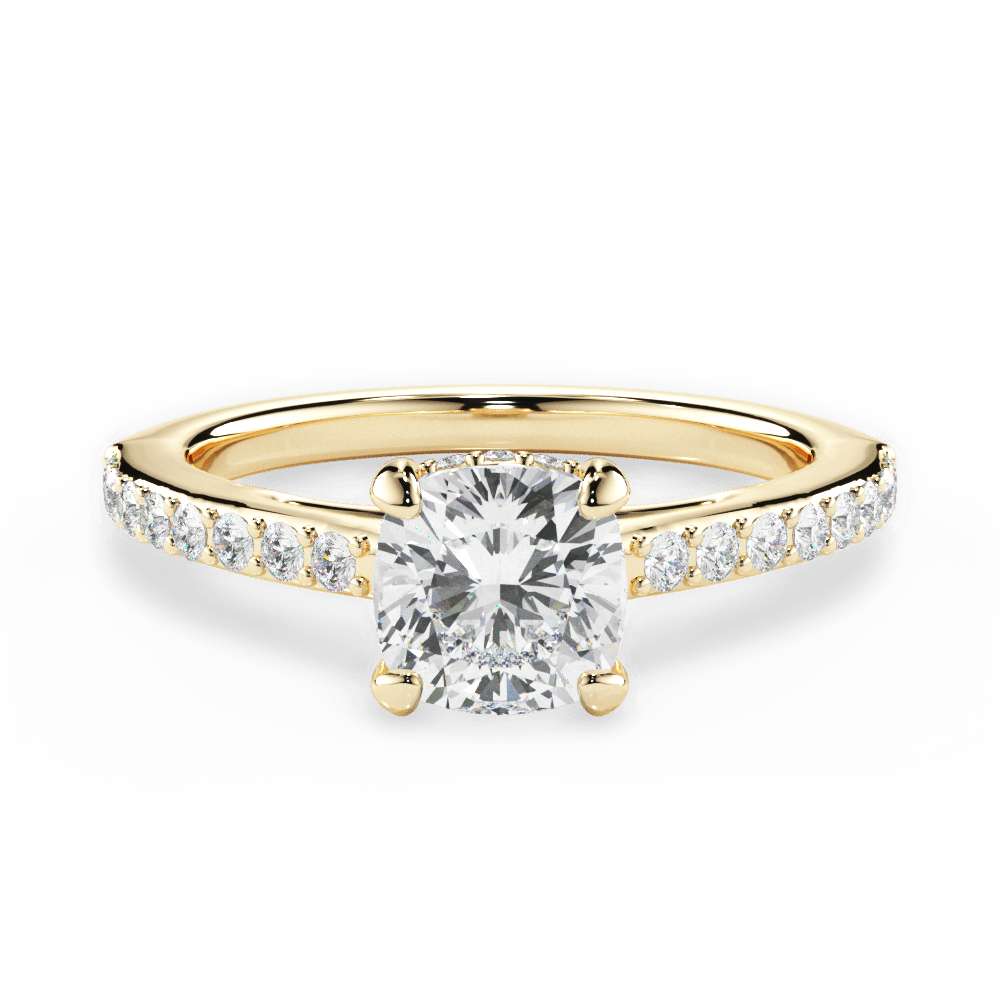 Joan Cushion Cut Lab Grown Diamond 18Kt Yellow Gold Engagement Ring