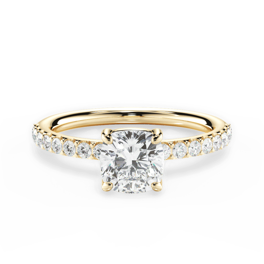 Elsie Cushion Cut Lab Grown Diamond 18Kt Yellow Gold Engagement Ring