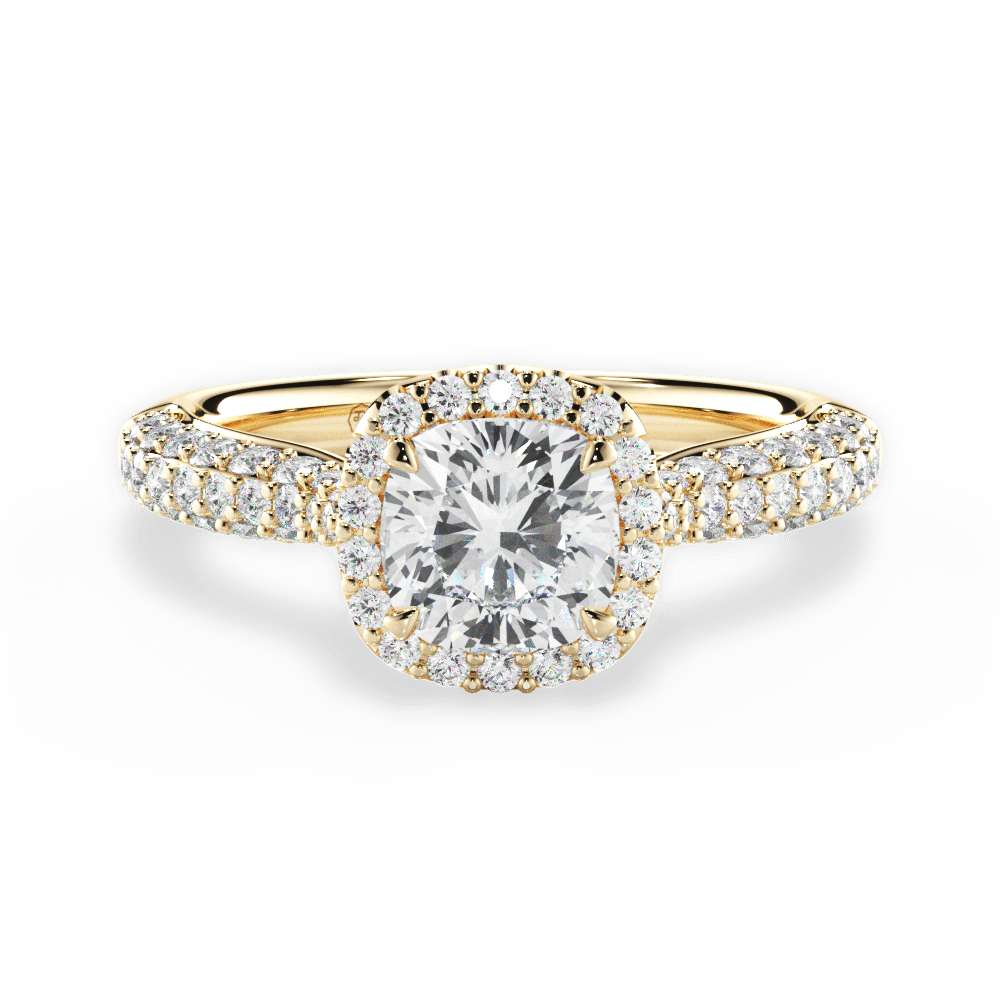 Lucy Cushion Cut Lab Grown Diamond 18Kt Yellow Gold Engagement Ring